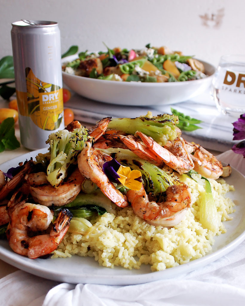 Grilled Shrimp with Coconut Rice and Bok Choy