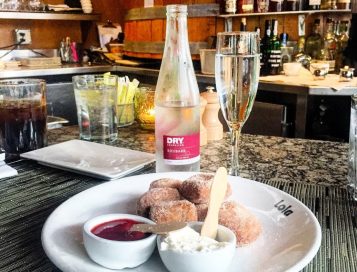 Lola Seattle Rhubarb DRY Sparkling and Doughnuts